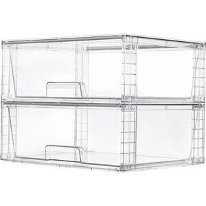 Clear Stackable Storage Drawers Large Plastic Organizer Bins Bathroom Kitchen Cl